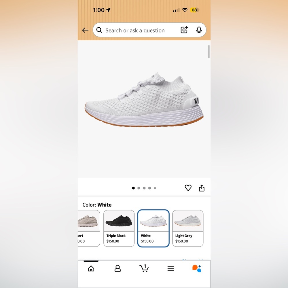 NOBULL White Knit Athletic Shoes with Gum Sole
